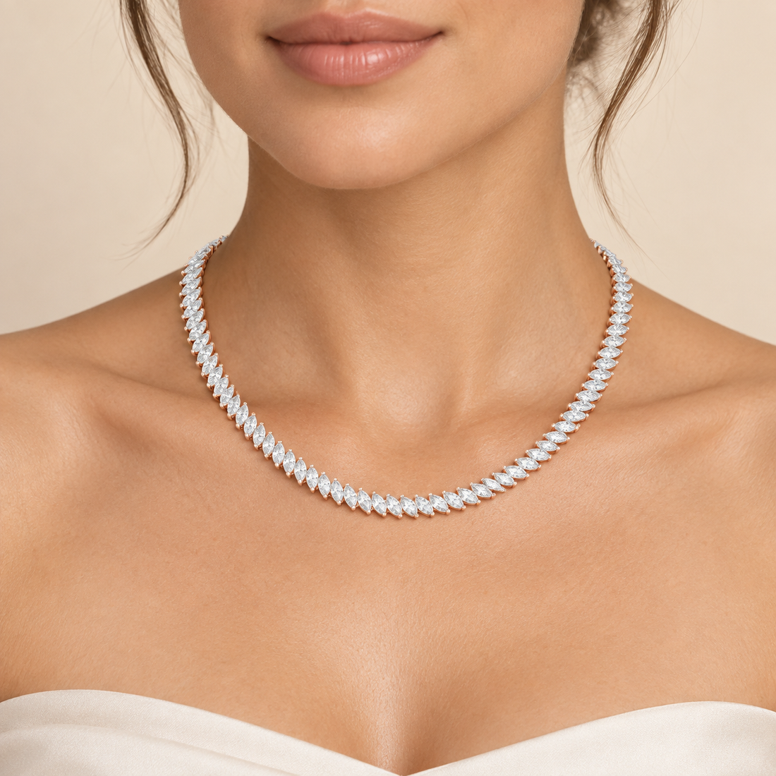 18.60 CTW Marquise Diamond Tennis Necklace in 14K & 18K Gold