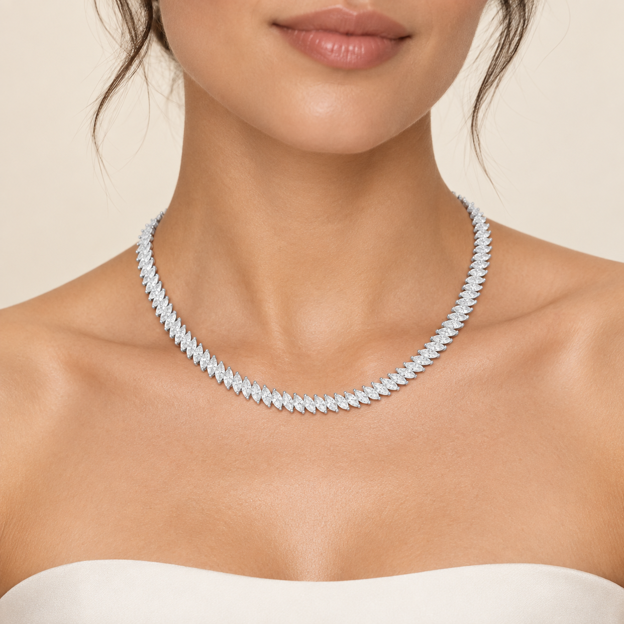 18.60 CTW Marquise Diamond Tennis Necklace in 14K & 18K Gold