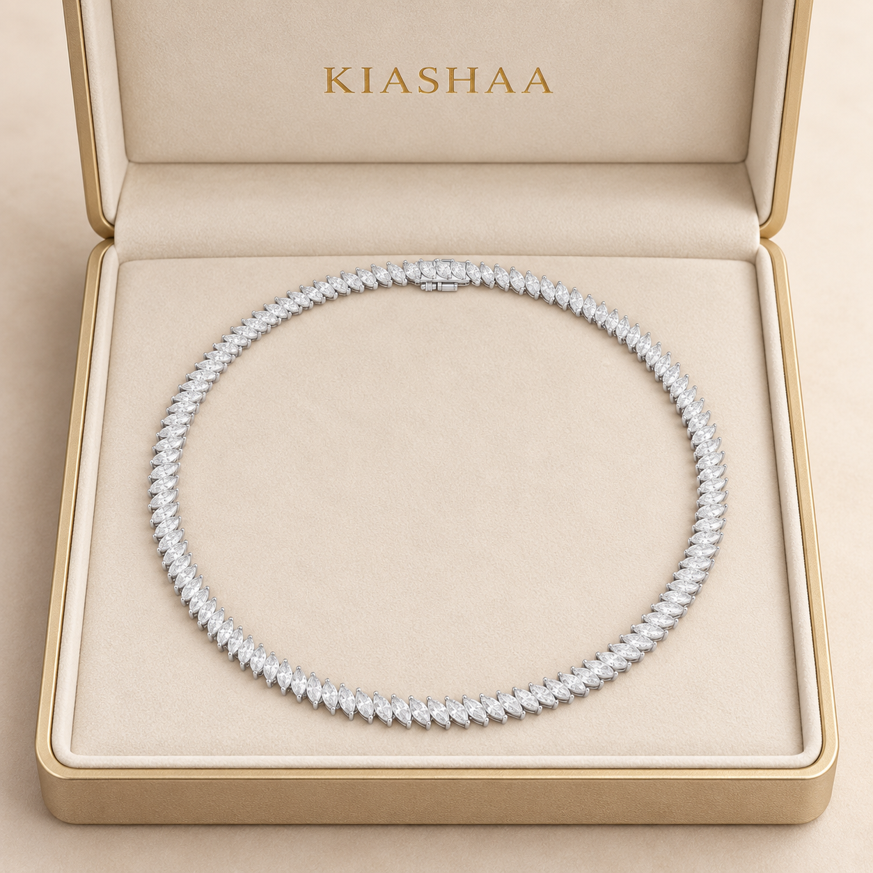 18.60 CTW Marquise Diamond Tennis Necklace in 14K & 18K Gold