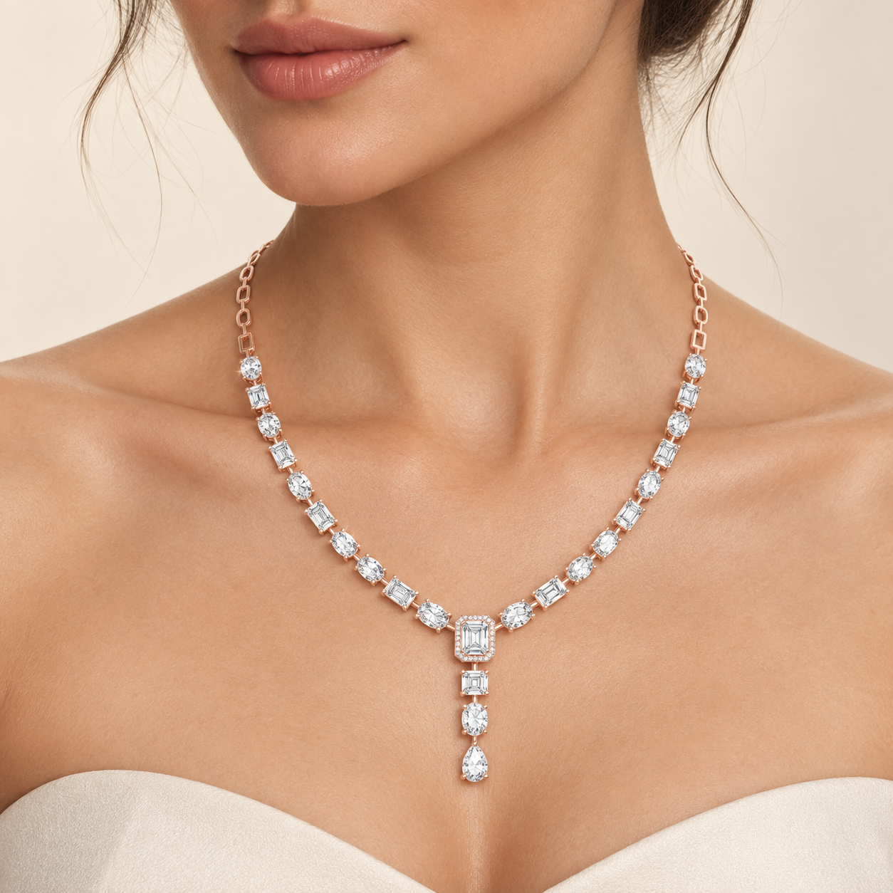 21.18 CTW Multi-Shape Diamond Y Necklace in 14K & 18K Gold