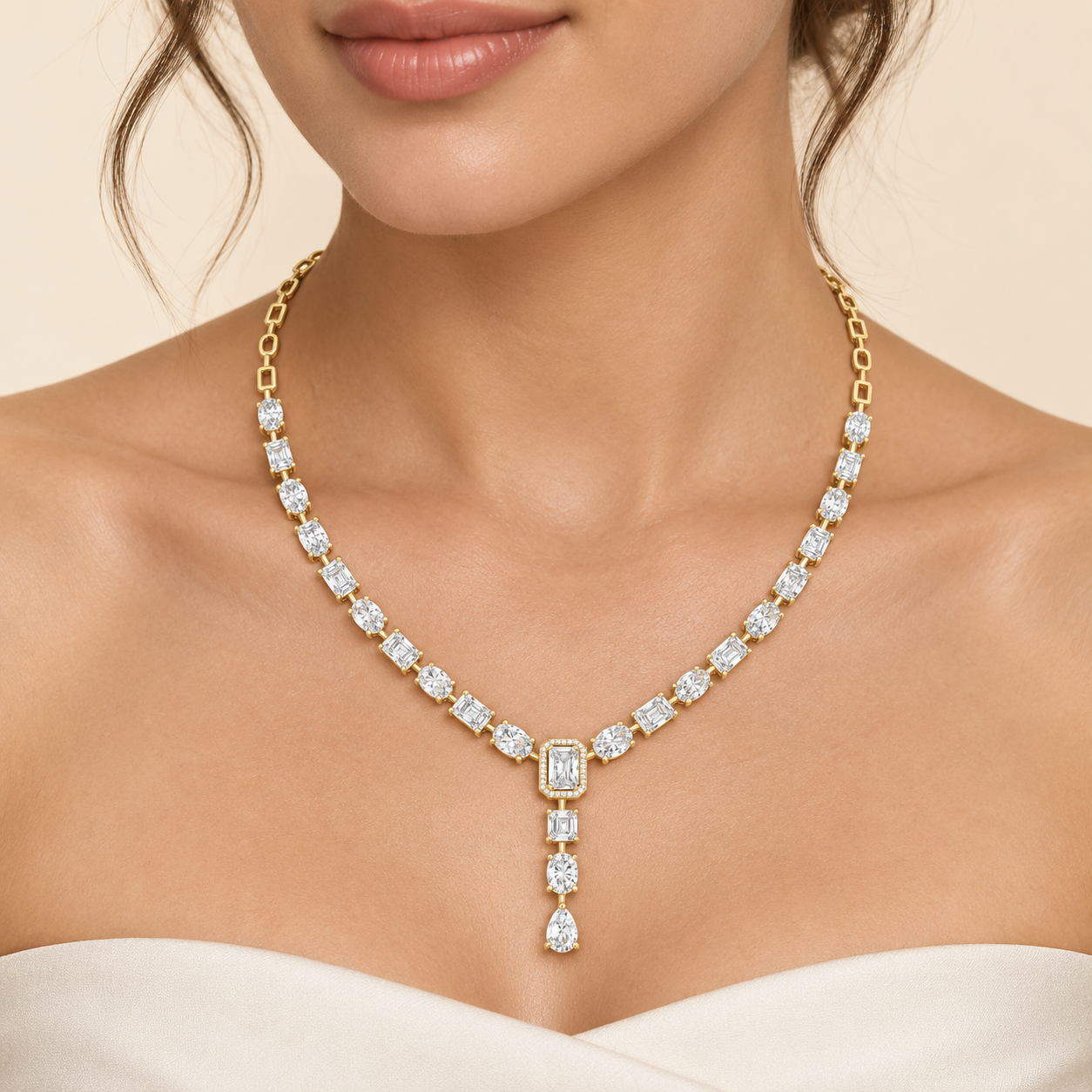 21.18 CTW Multi-Shape Diamond Y Necklace in 14K & 18K Gold