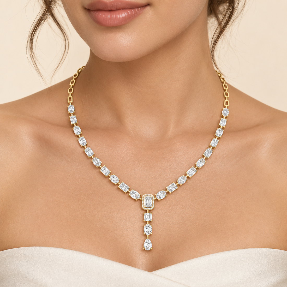 21.18 CTW Multi-Shape Diamond Y Necklace in 14K & 18K Gold