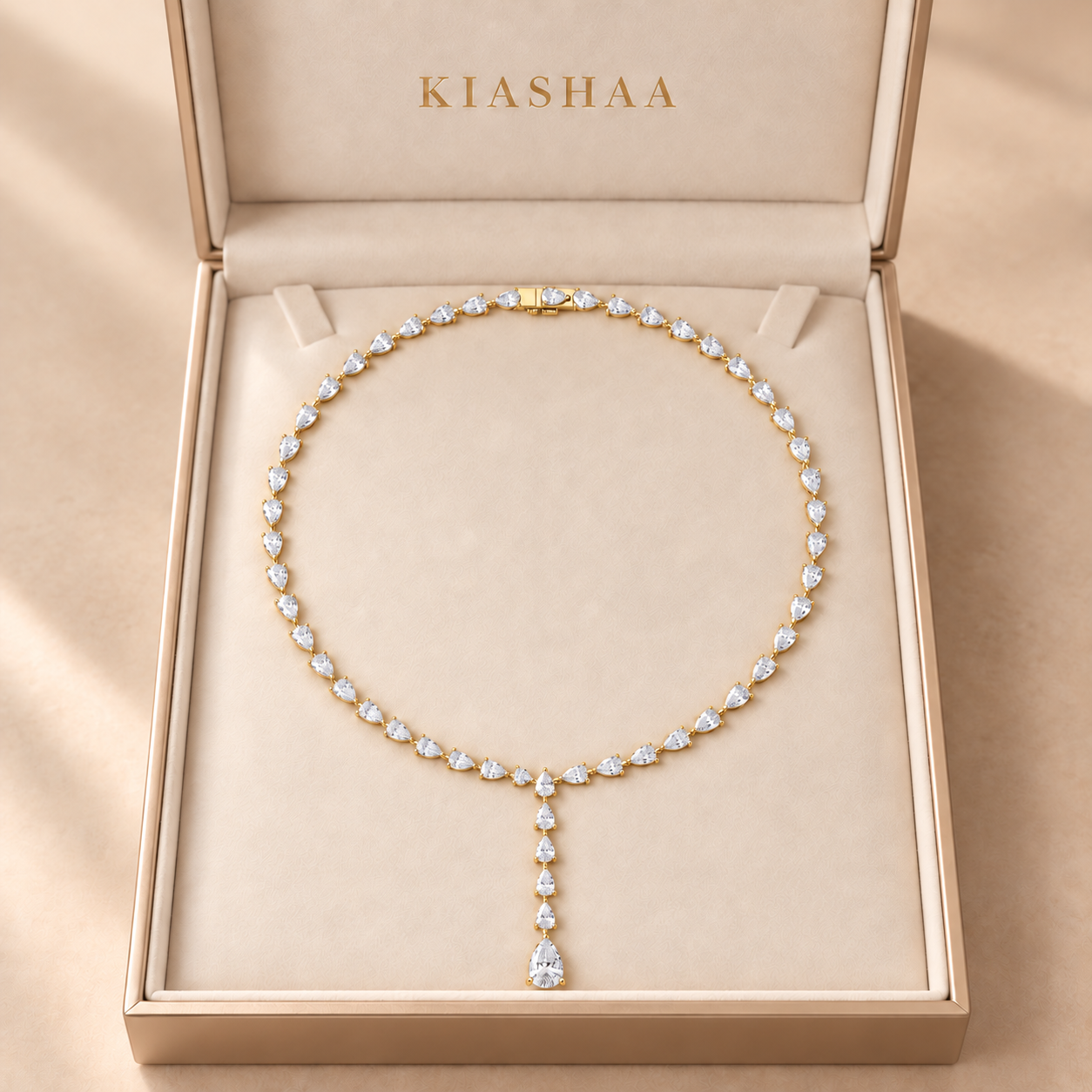 Pear Round Diamond Tennis Lariat Ladies Necklace 2.58 CTW in 14K & 18K Gold