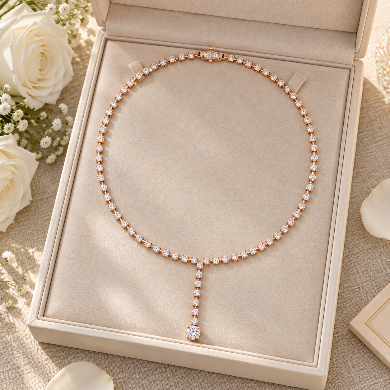 27.65 CTW Round Diamond Y Necklace in 14K & 18K Gold  2. Product Description