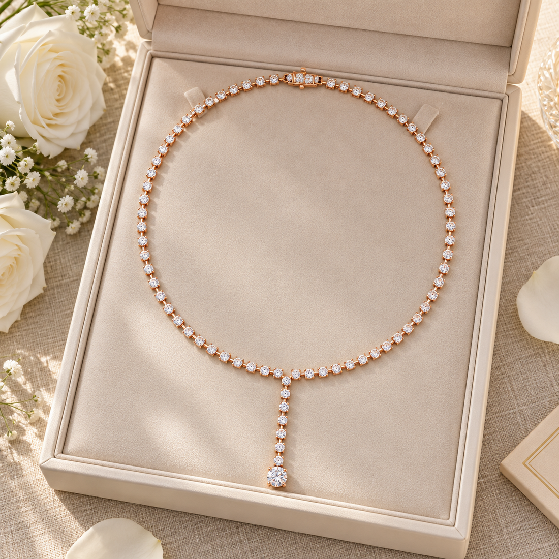27.65 CTW Round Diamond Y Necklace in 14K & 18K Gold  2. Product Description