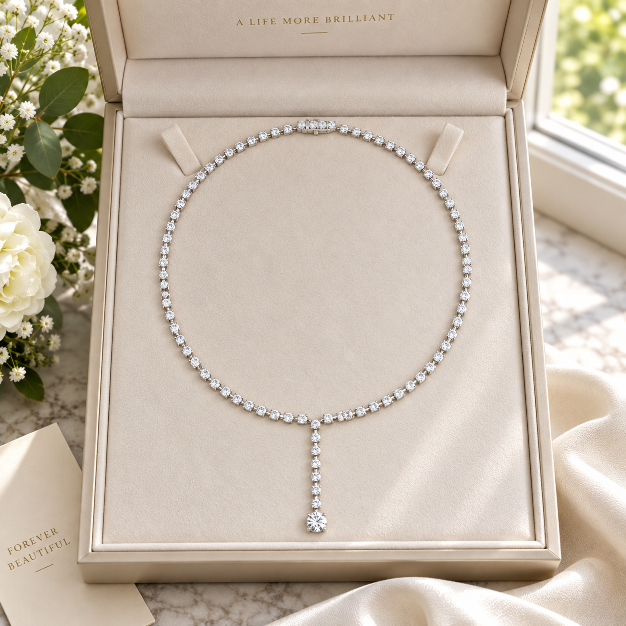 27.65 CTW Round Diamond Y Necklace in 14K & 18K Gold  2. Product Description