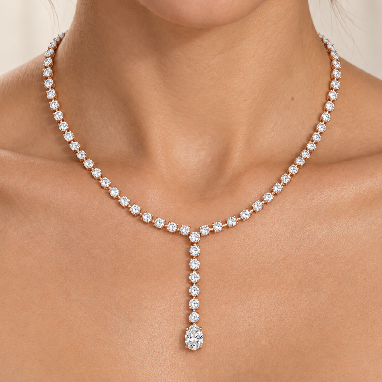 15.40 CTW Graduated Oval Diamond Y Necklace in 14K & 18K Gold