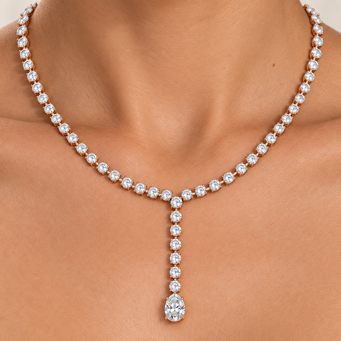 15.40 CTW Graduated Oval Diamond Y Necklace in 14K & 18K Gold