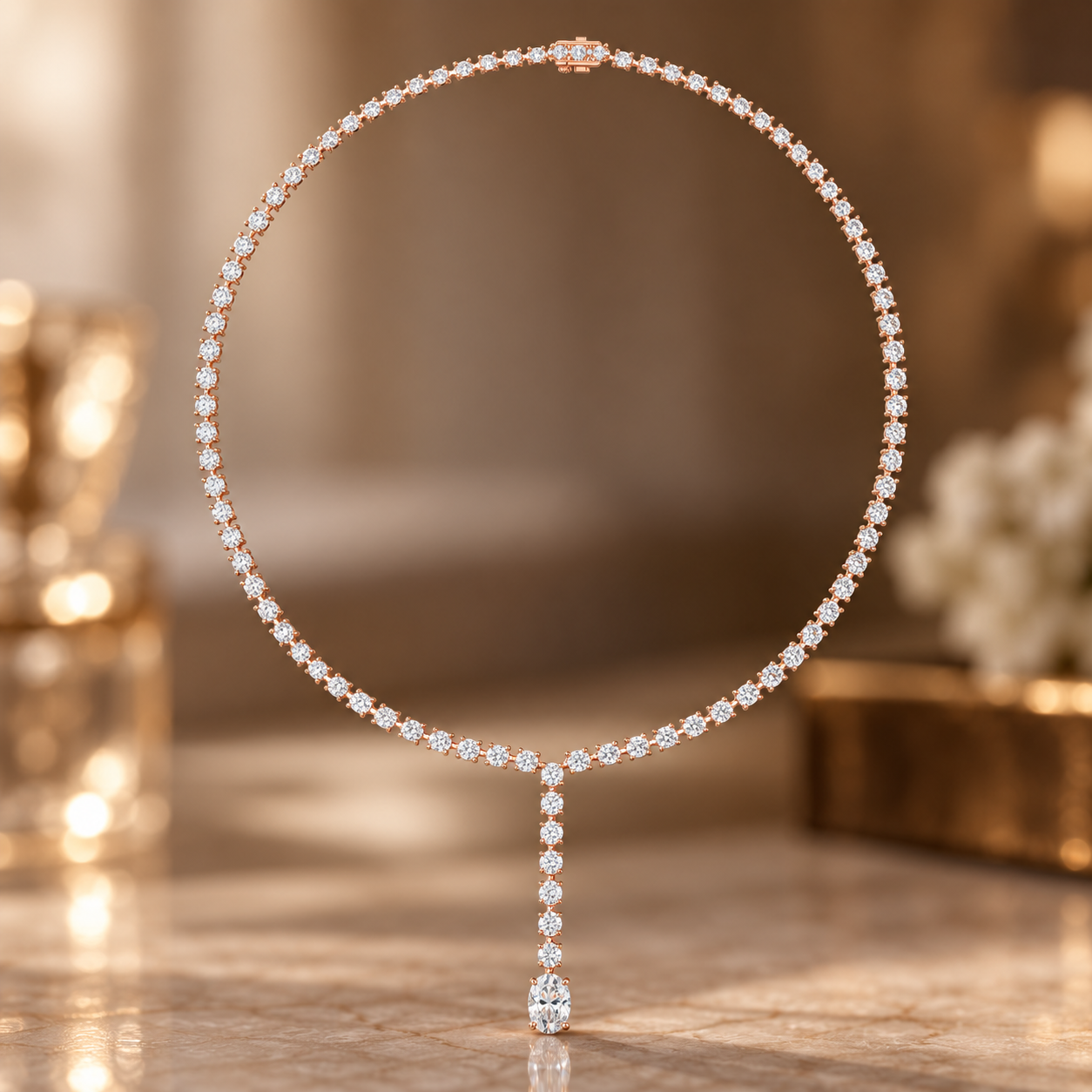 15.40 CTW Graduated Oval Diamond Y Necklace in 14K & 18K Gold