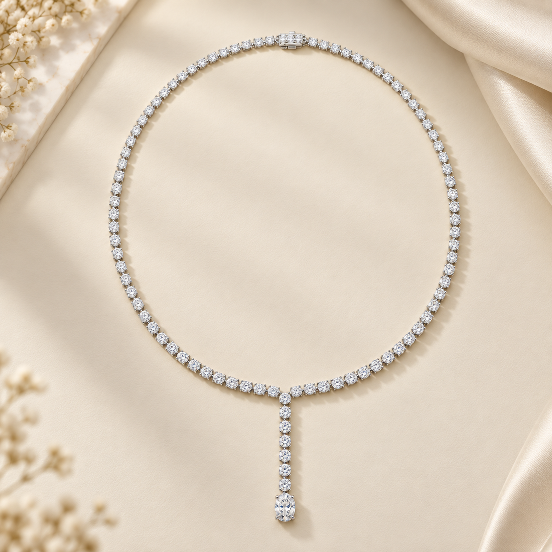 15.40 CTW Graduated Oval Diamond Y Necklace in 14K & 18K Gold