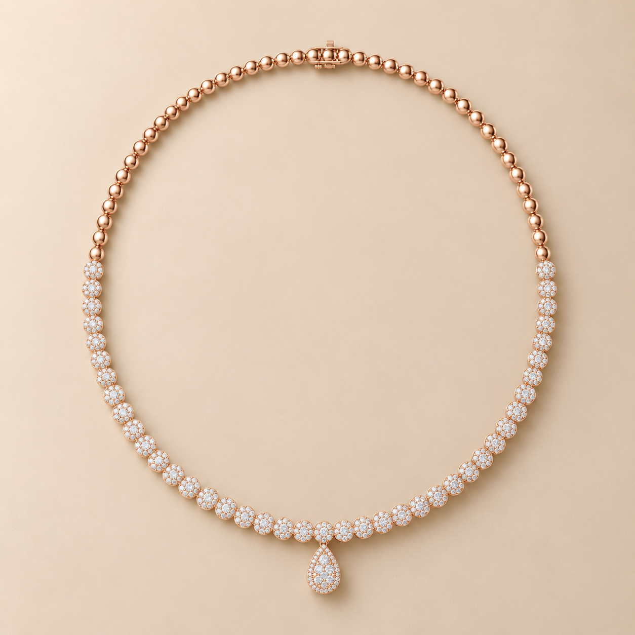 7.88 CTW Floral Round Diamond Drop Necklace in 14K & 18K Gold