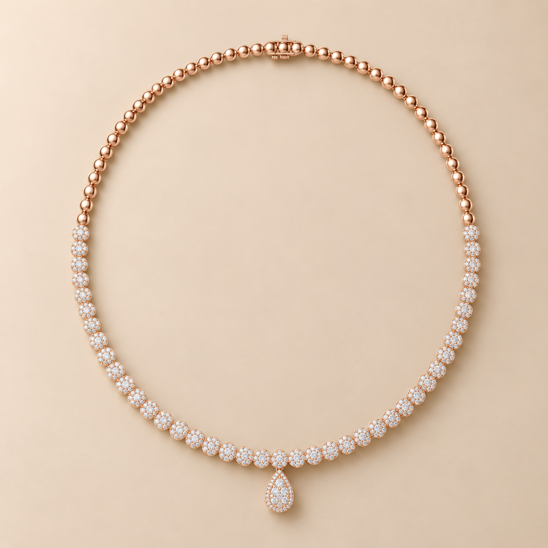 7.88 CTW Floral Round Diamond Drop Necklace in 14K & 18K Gold