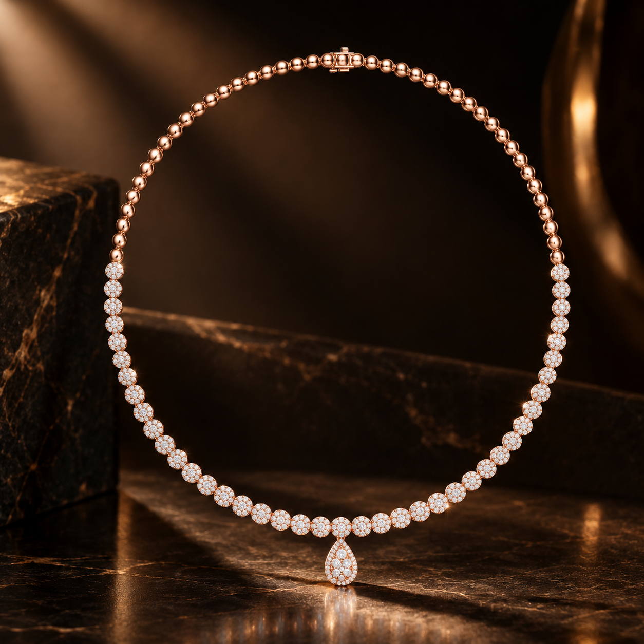 7.88 CTW Floral Round Diamond Drop Necklace in 14K & 18K Gold