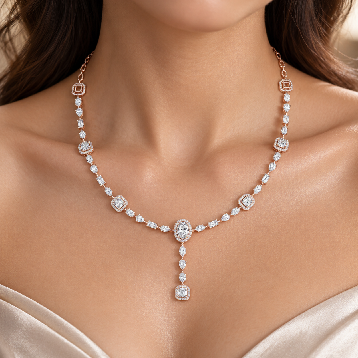 12.06 CTW Multi-Shape Diamond Y Necklace in 14K & 18K Gold