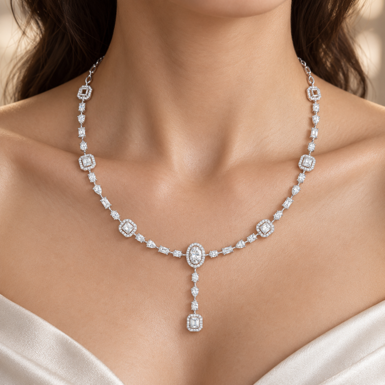 12.06 CTW Multi-Shape Diamond Y Necklace in 14K & 18K Gold
