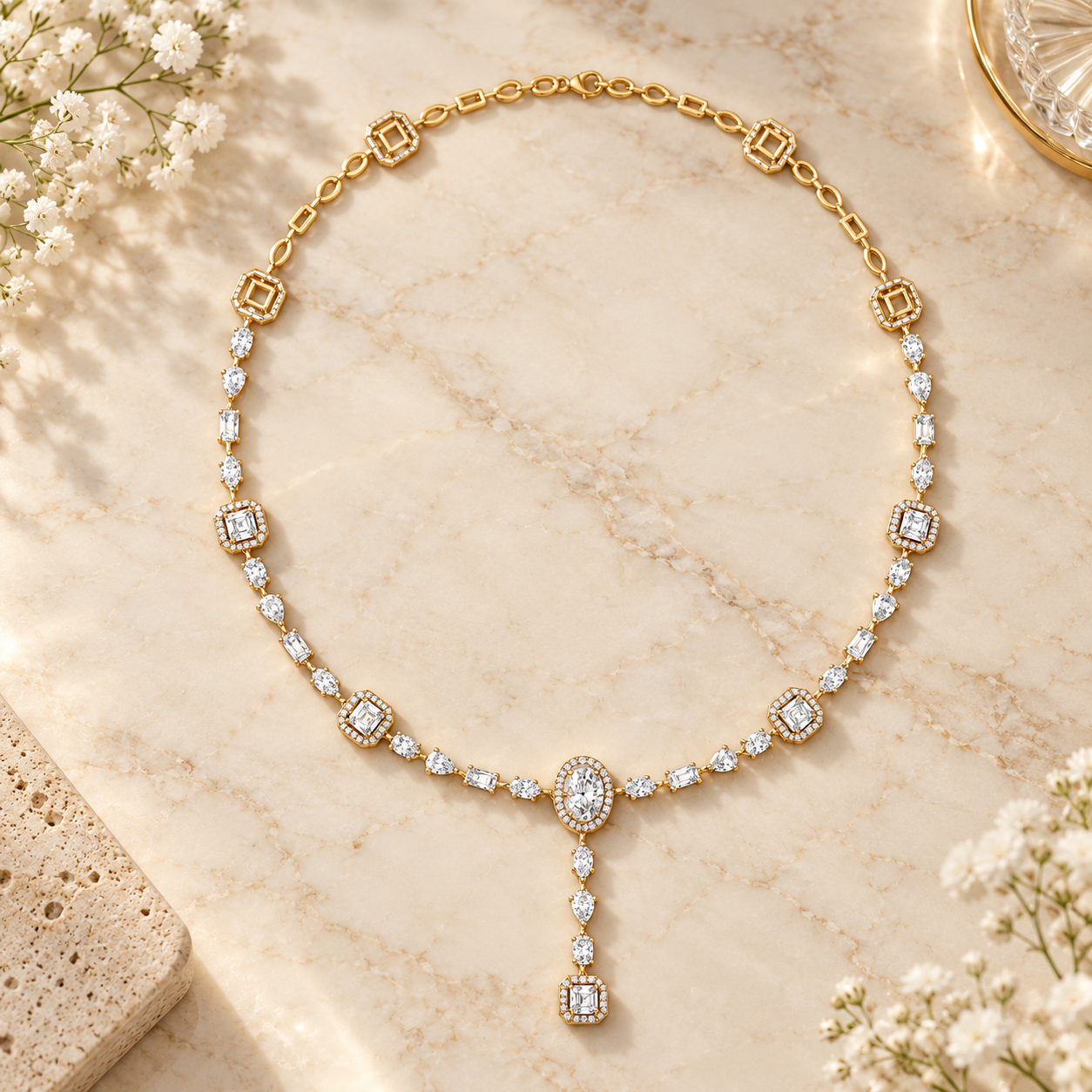 12.06 CTW Multi-Shape Diamond Y Necklace in 14K & 18K Gold