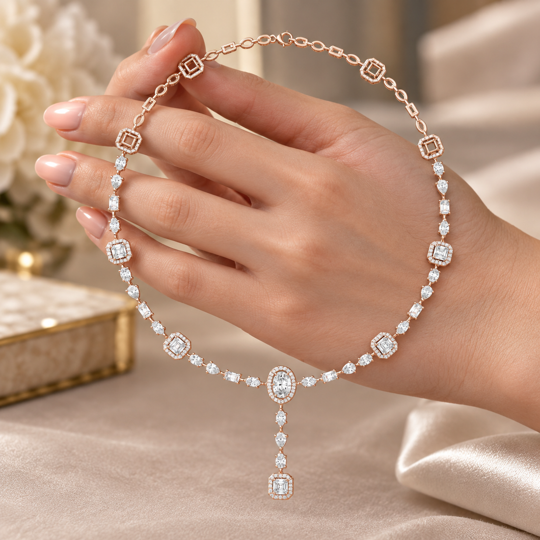 12.06 CTW Multi-Shape Diamond Y Necklace in 14K & 18K Gold