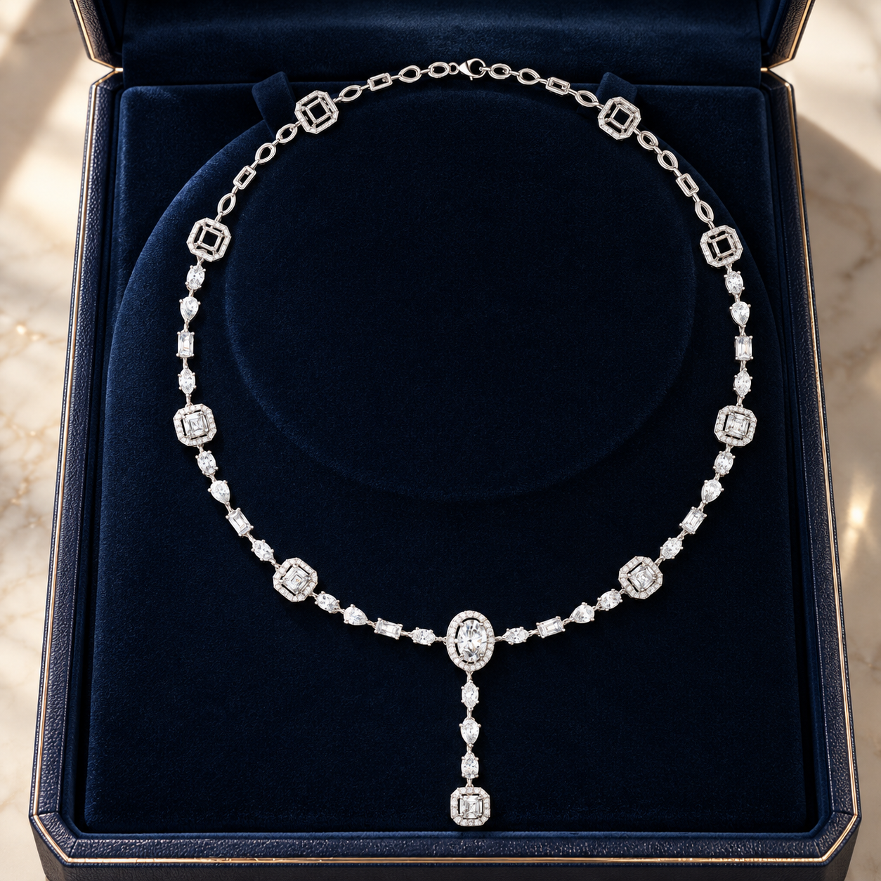 12.06 CTW Multi-Shape Diamond Y Necklace in 14K & 18K Gold