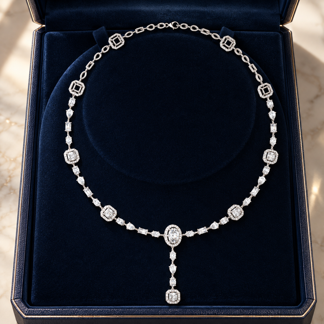 12.06 CTW Multi-Shape Diamond Y Necklace in 14K & 18K Gold