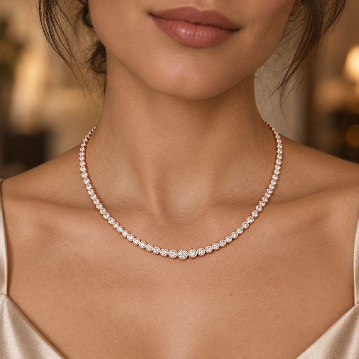 11.01 CTW Graduated Round Diamond Necklace in 14K & 18K Gold