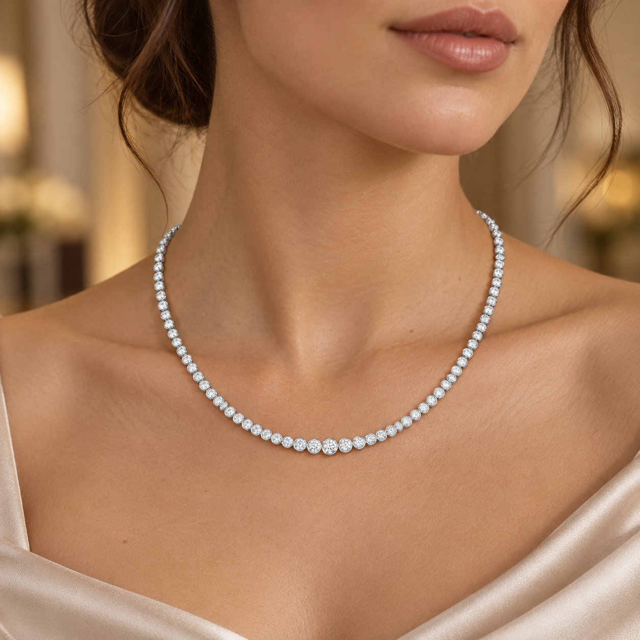 11.01 CTW Graduated Round Diamond Necklace in 14K & 18K Gold