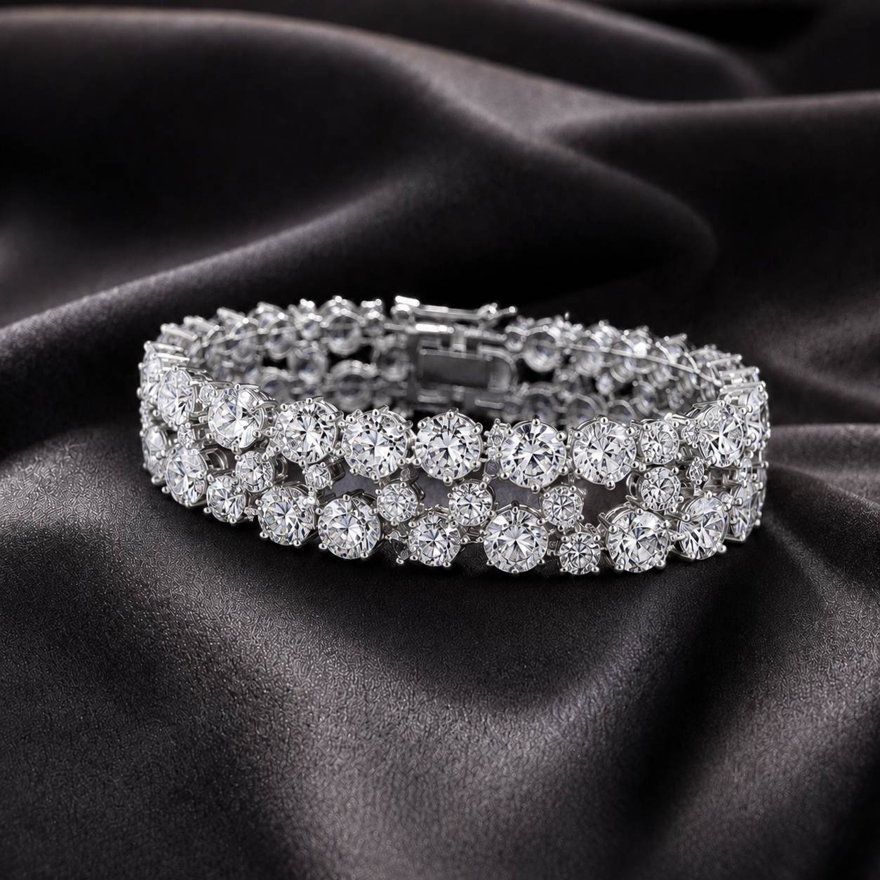 14.45 CTW Two-Row Round Diamond Bracelet in 14K & 18K Gold
