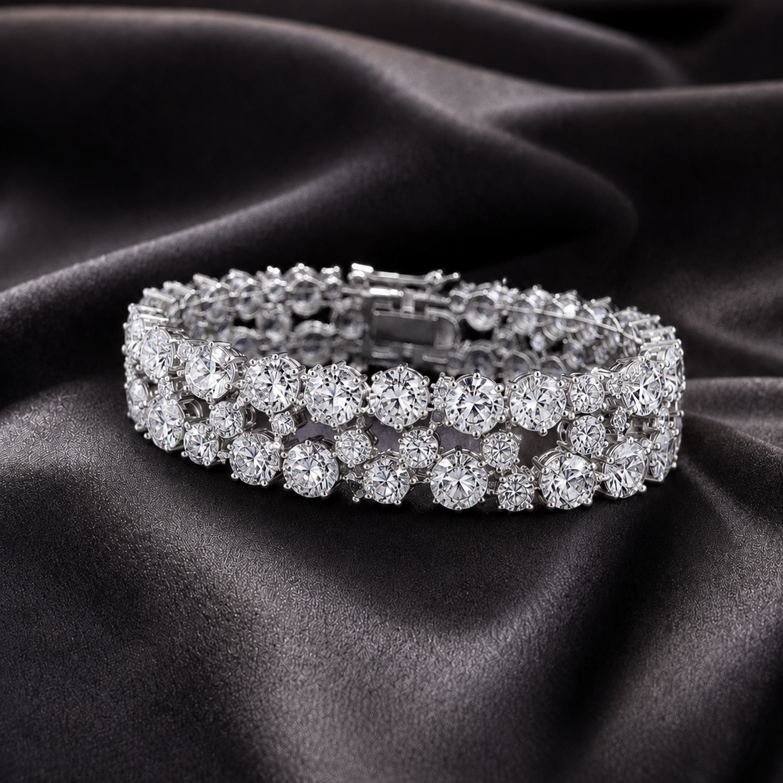14.45 CTW Two-Row Round Diamond Bracelet in 14K & 18K Gold