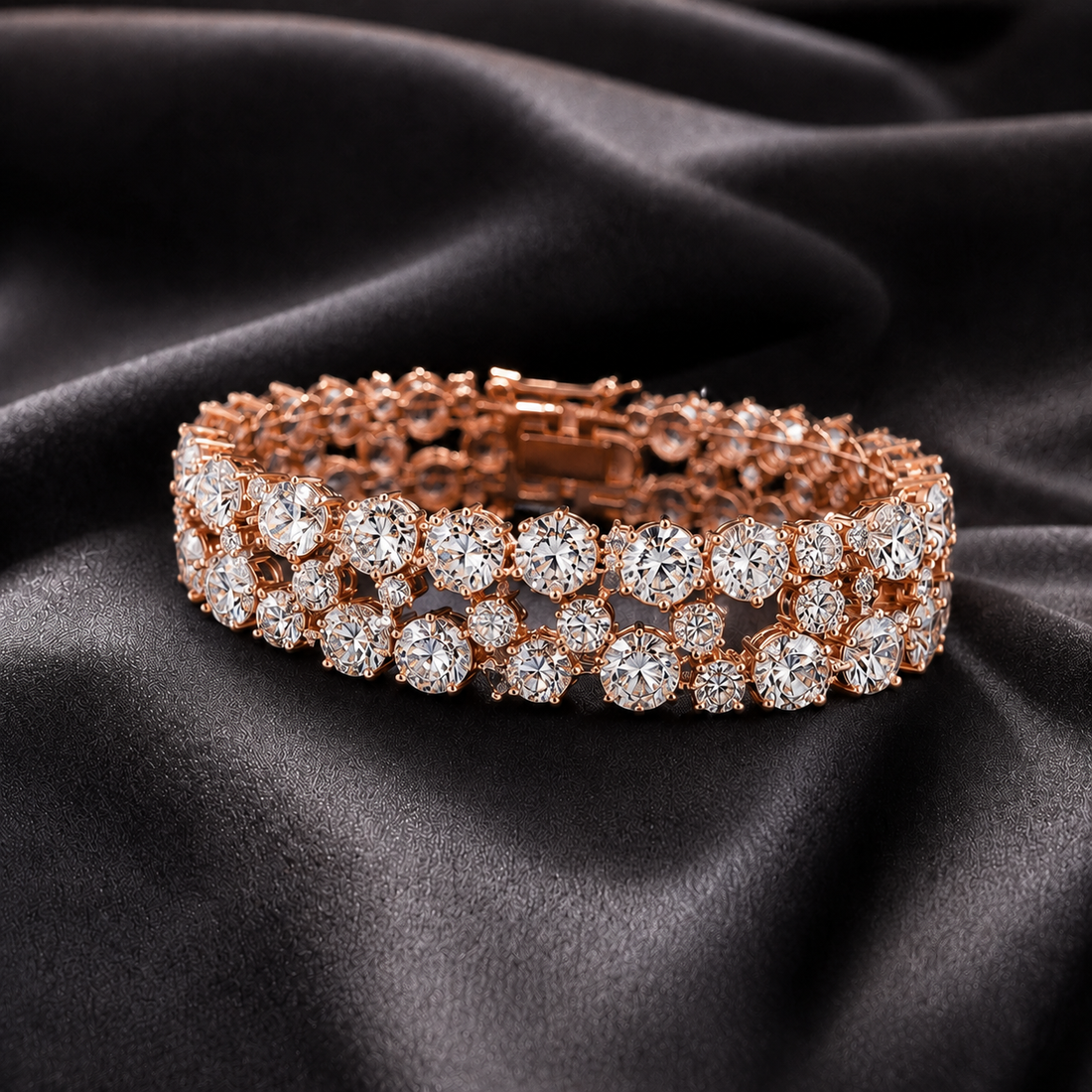 14.45 CTW Two-Row Round Diamond Bracelet in 14K & 18K Gold