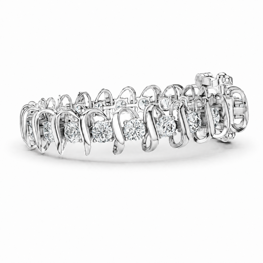 11 CT round diamond statement bracelet in rose gold with 22 large collet-set stones by Kiashaa Jewellery