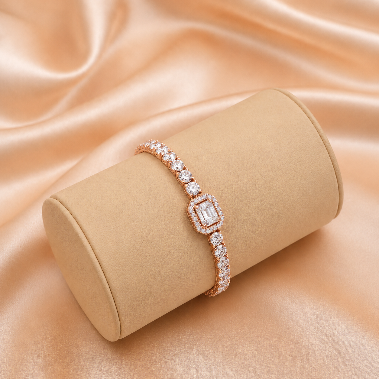 5.275 CTW Emerald Halo Diamond Bracelet in 14K & 18K Gold
