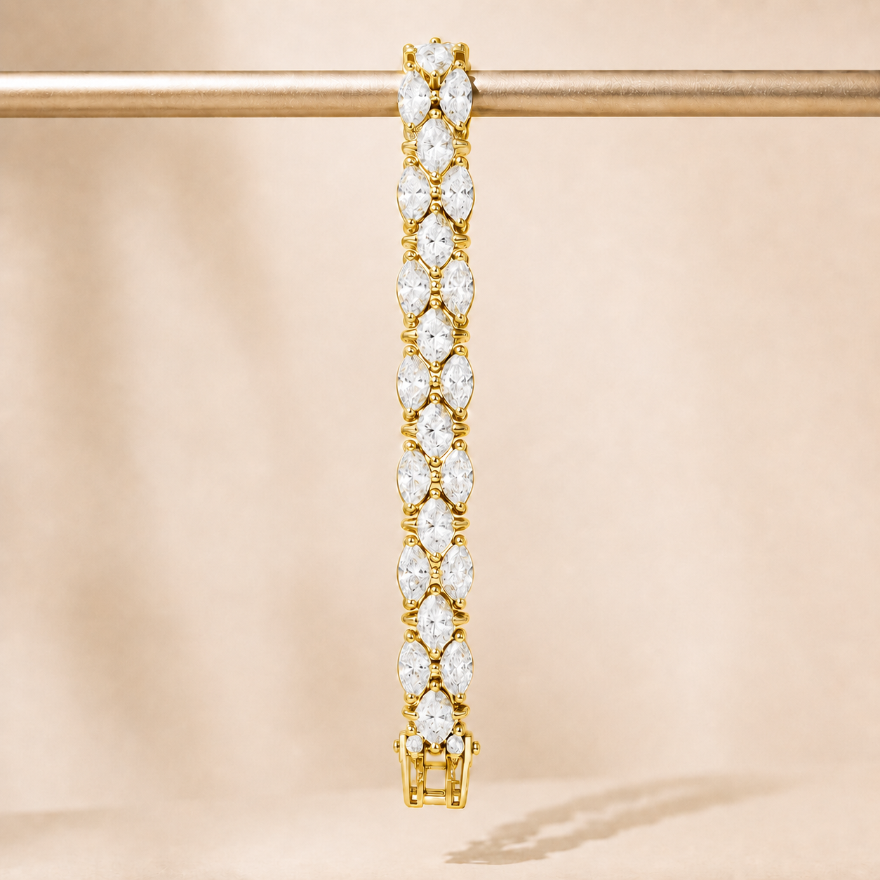 14K gold pear and marquise diamond bracelet with 9.03 CTW sparkle for bridal gifting by Kiashaa Jewellery