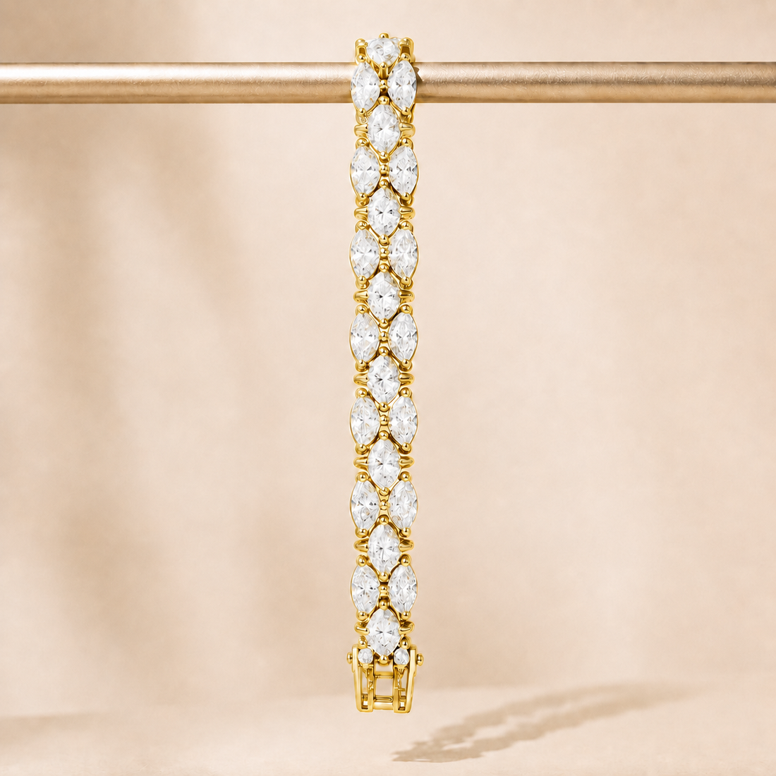 14K gold pear and marquise diamond bracelet with 9.03 CTW sparkle for bridal gifting by Kiashaa Jewellery