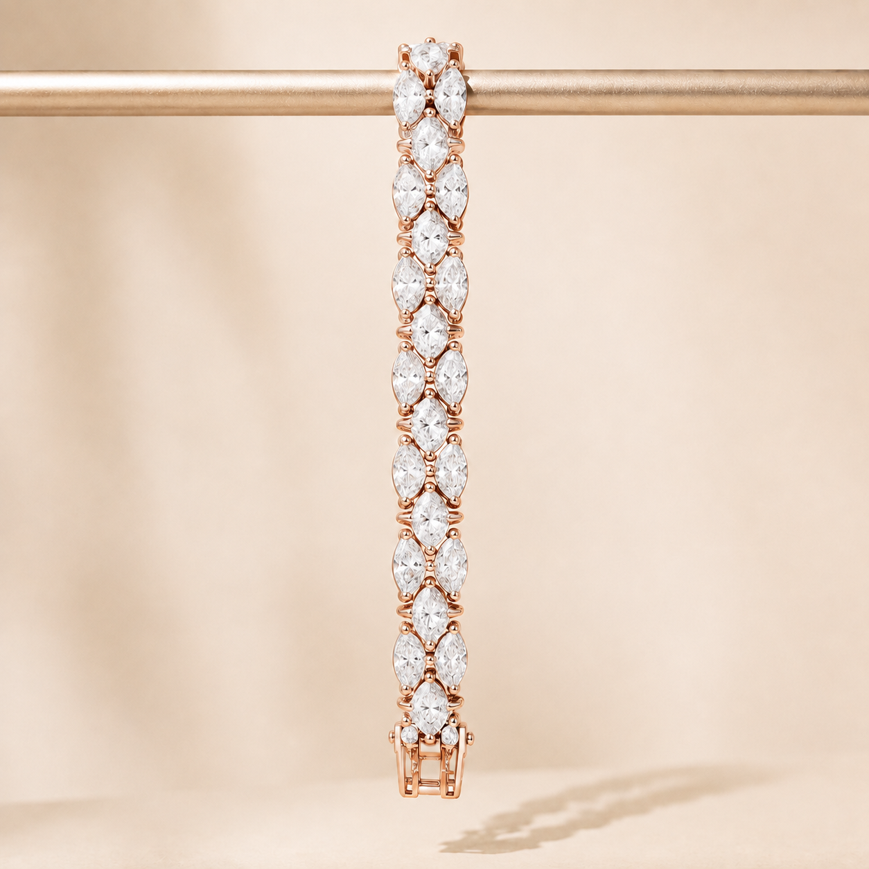 18K marquise diamond bracelet in white, yellow or rose gold by Kiashaa Jewellery