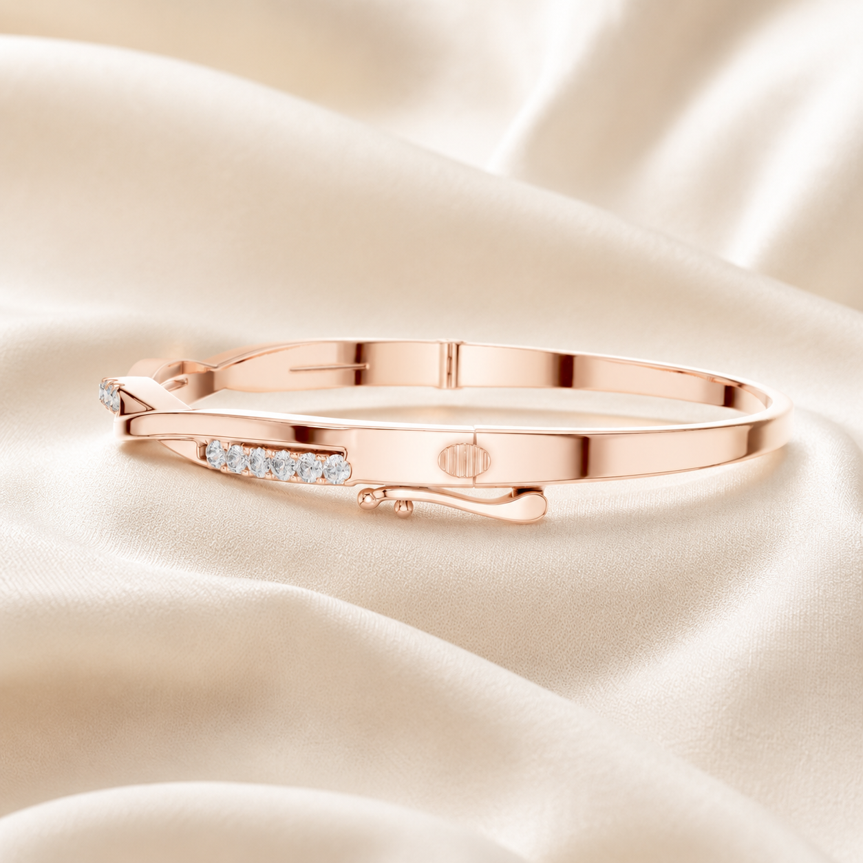 0.70 CTW Twist Diamond Bangle in 14K & 18K White, Yellow & Rose Gold