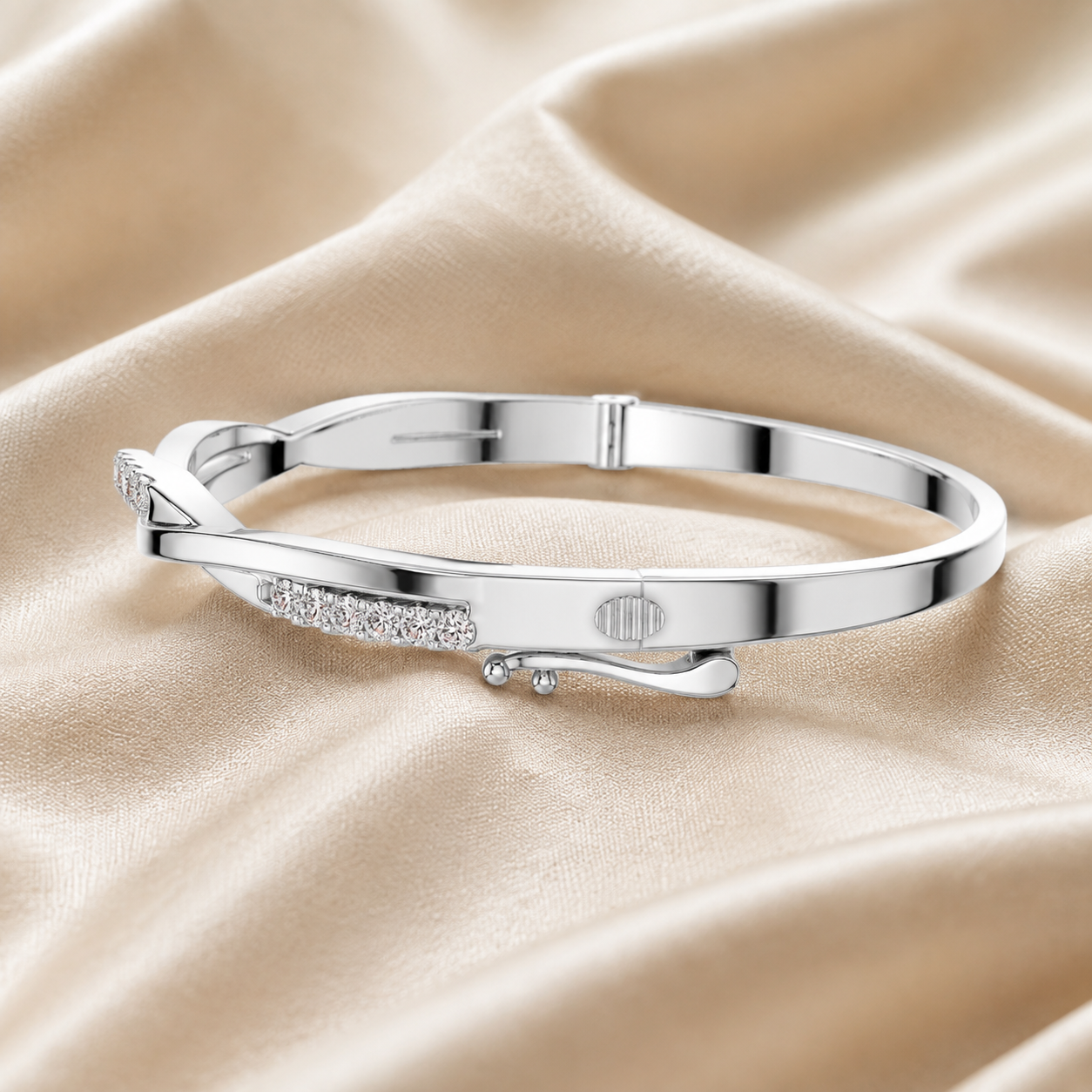 0.70 CTW Twist Diamond Bangle in 14K & 18K White, Yellow & Rose Gold
