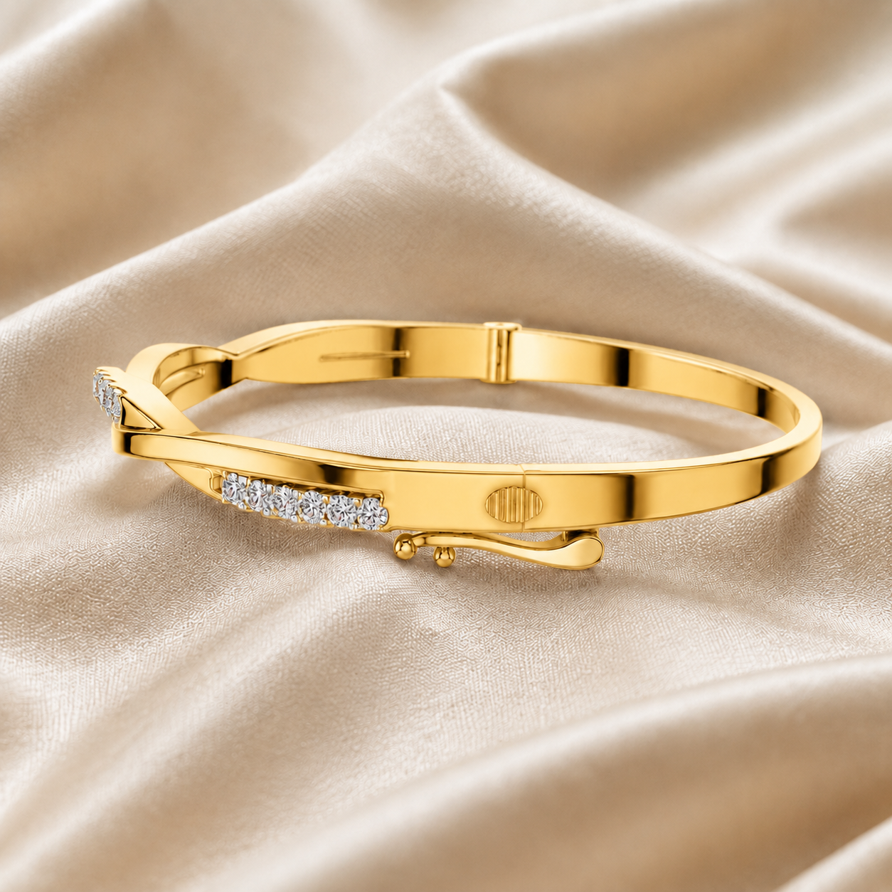0.70 CTW Twist Diamond Bangle in 14K & 18K White, Yellow & Rose Gold