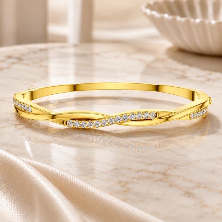 0.70 CTW Twist Diamond Bangle in 14K & 18K White, Yellow & Rose Gold