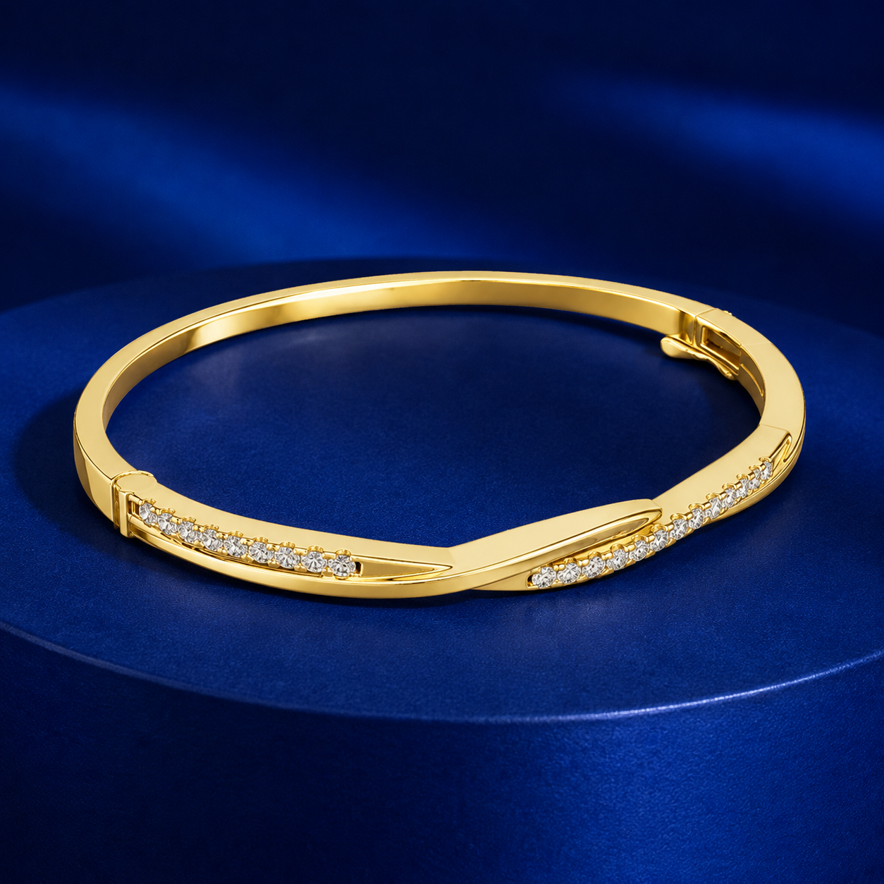 0.70 CTW Twist Diamond Bangle in 14K & 18K White, Yellow & Rose Gold