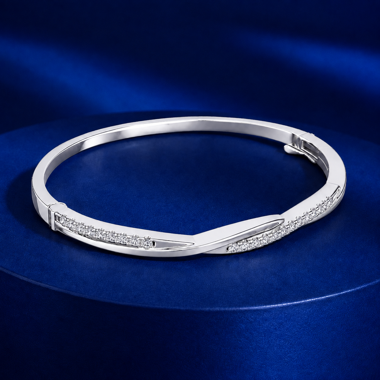 0.70 CTW Twist Diamond Bangle in 14K & 18K White, Yellow & Rose Gold