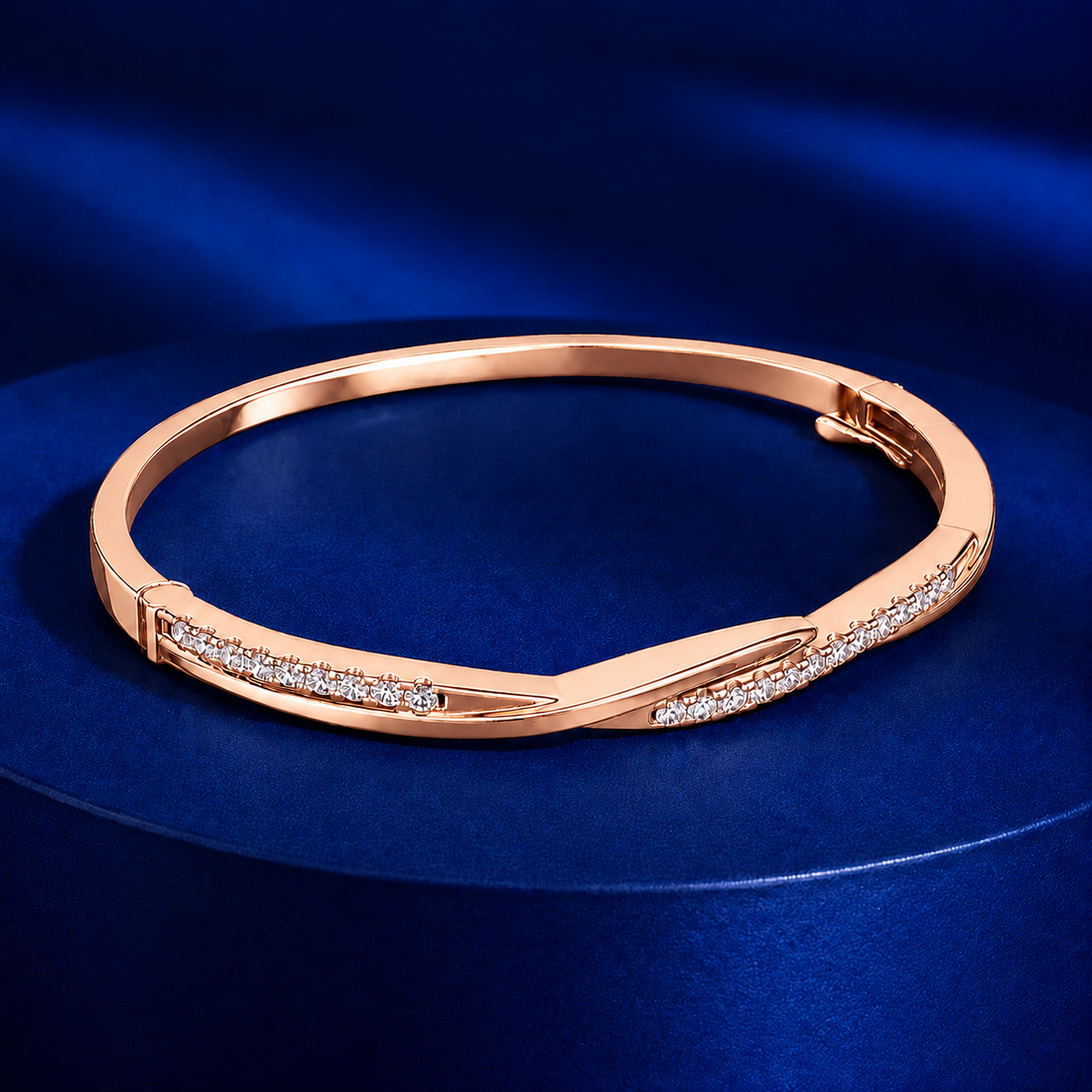 0.70 CTW Twist Diamond Bangle in 14K & 18K White, Yellow & Rose Gold
