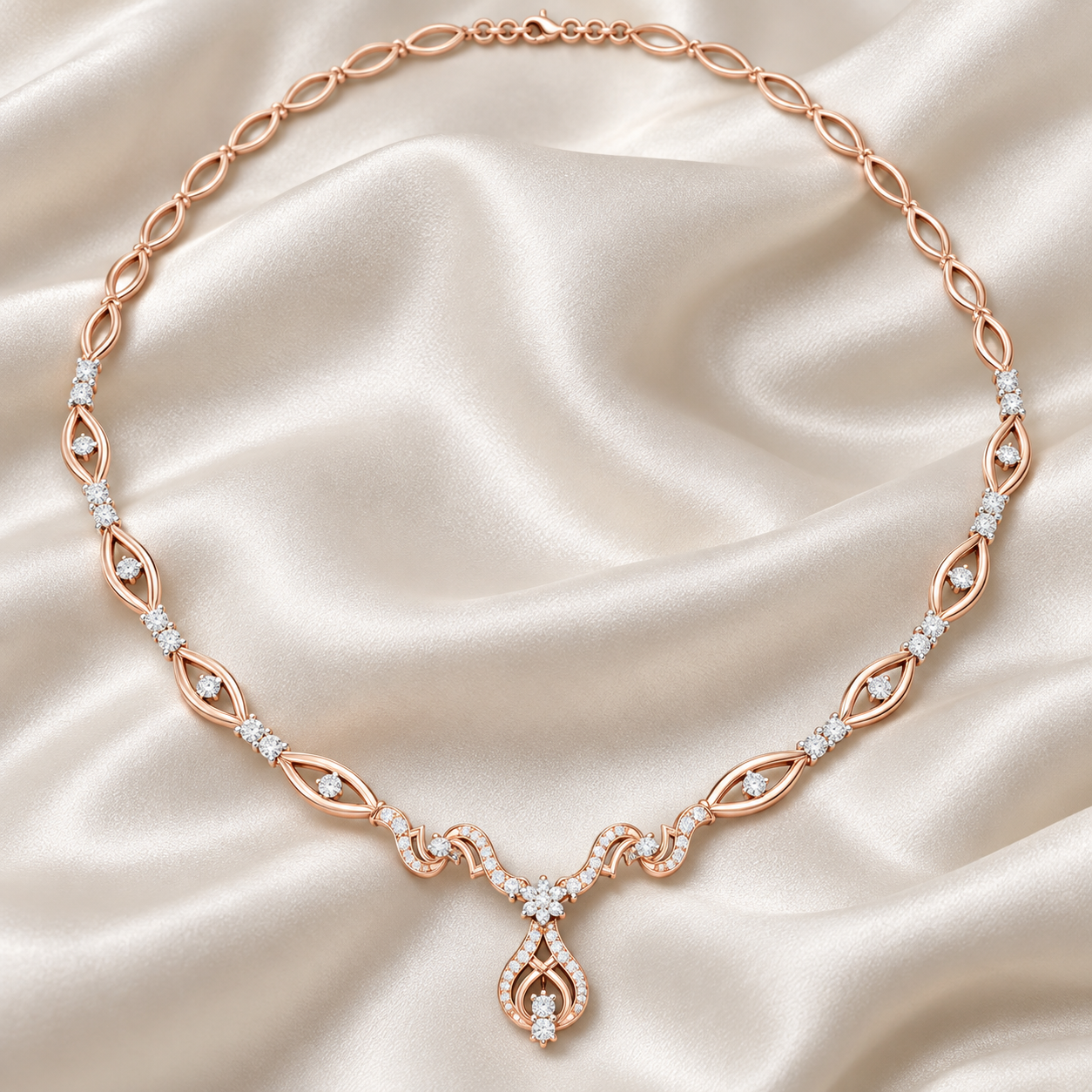 1.838 CTW Floral Vine Diamond Necklace in 14K & 18K Gold