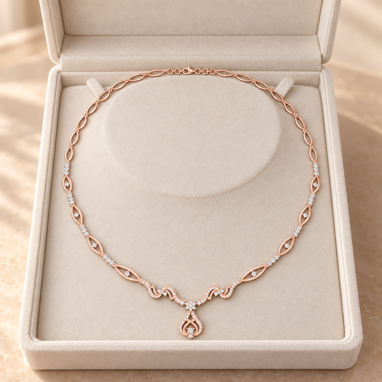 1.838 CTW Floral Vine Diamond Necklace in 14K & 18K Gold