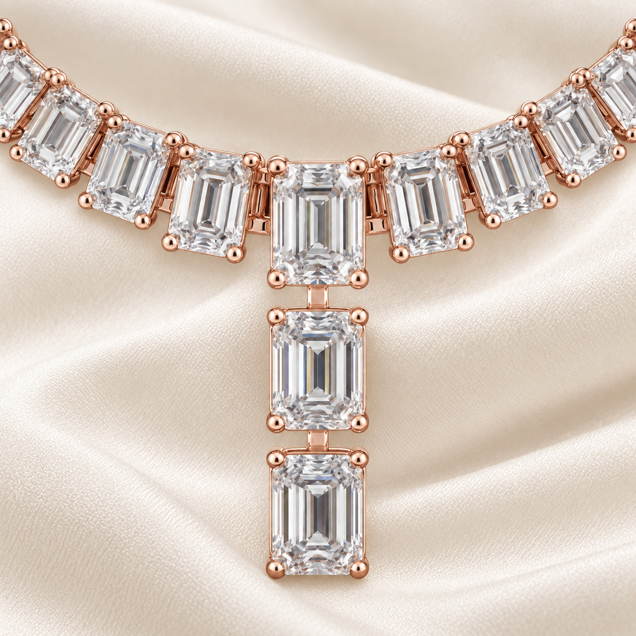 33.30 CTW Emerald-Cut Diamond Y Necklace in 14K & 18K Gold  2. Product Description