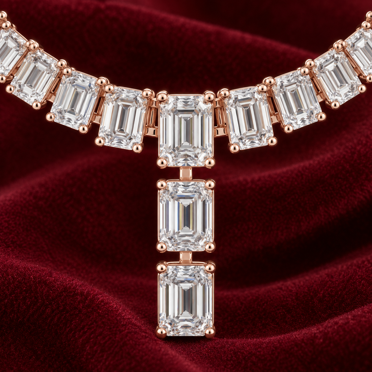 33.30 CTW Emerald-Cut Diamond Y Necklace in 14K & 18K Gold  2. Product Description