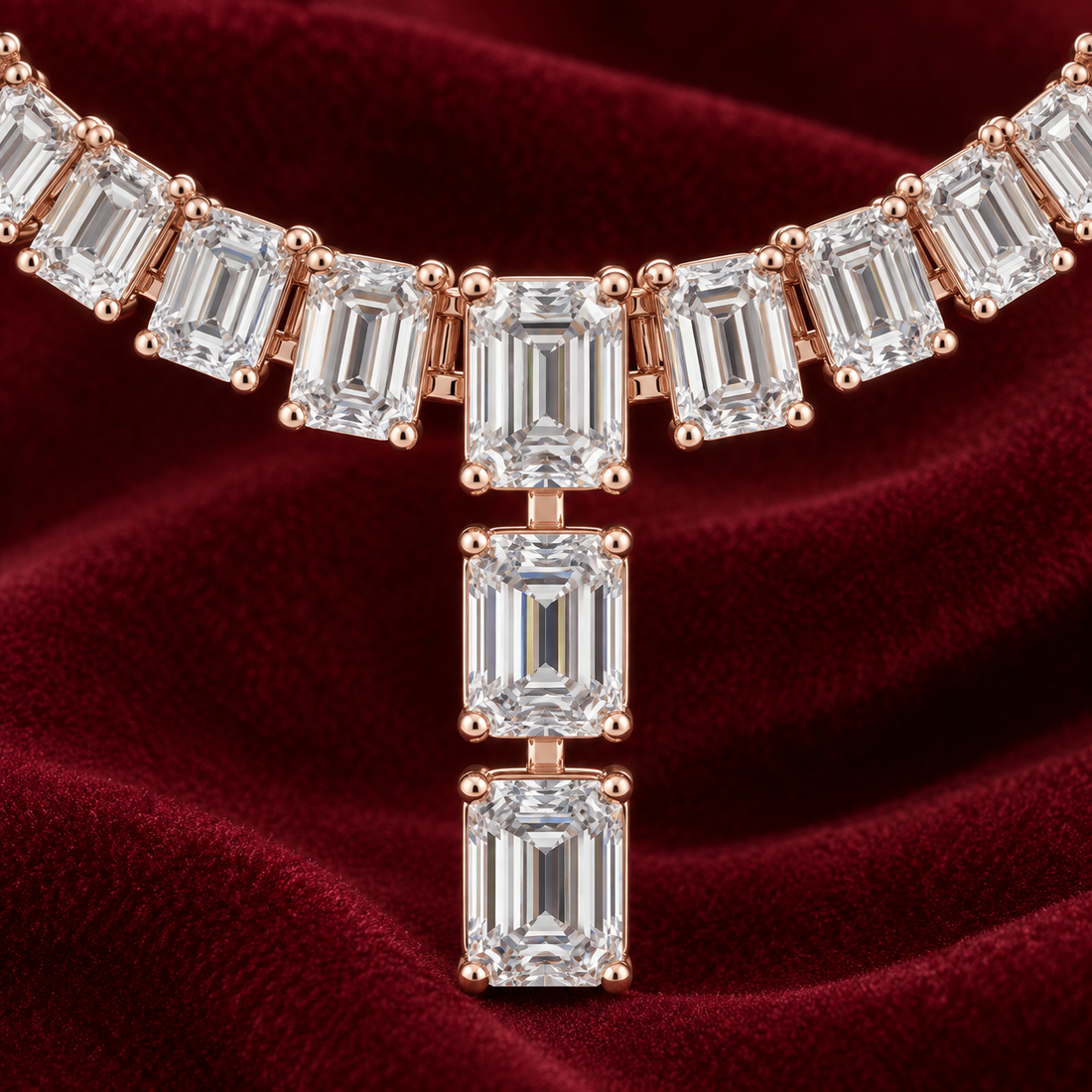 33.30 CTW Emerald-Cut Diamond Y Necklace in 14K & 18K Gold  2. Product Description