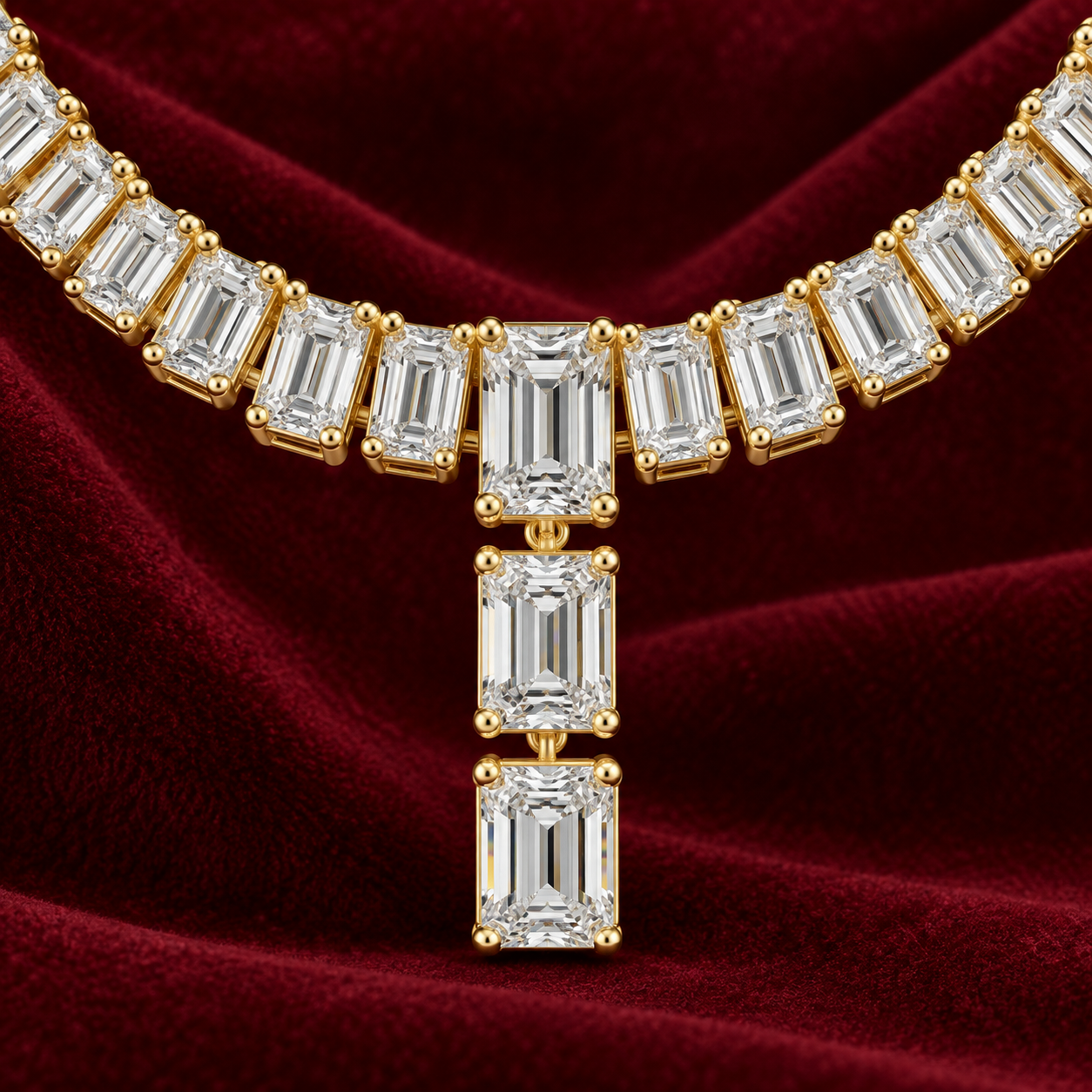 33.30 CTW Emerald-Cut Diamond Y Necklace in 14K & 18K Gold  2. Product Description