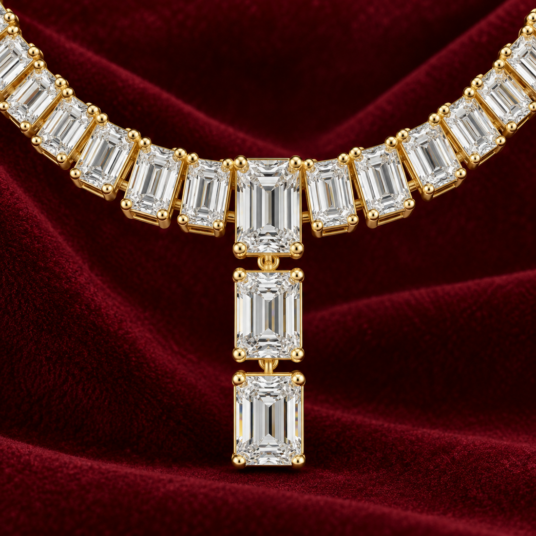 33.30 CTW Emerald-Cut Diamond Y Necklace in 14K & 18K Gold  2. Product Description