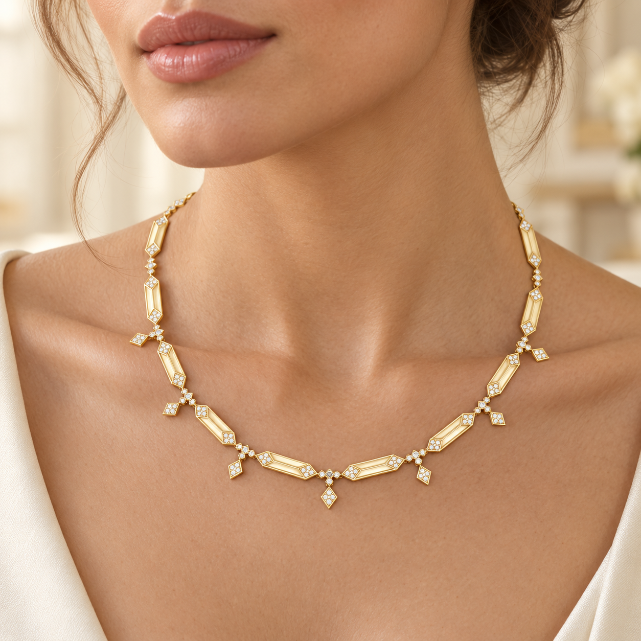 1.34 CT Lab Grown Diamond Geometric Ladies Necklace