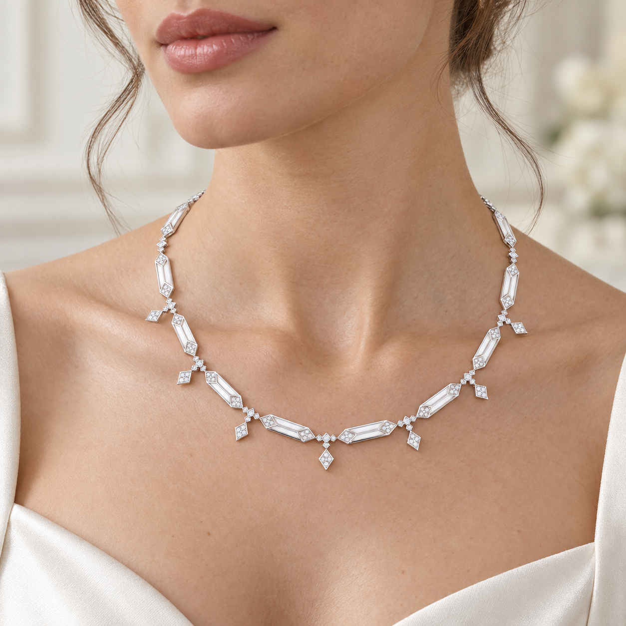 1.34 CT Lab Grown Diamond Geometric Ladies Necklace