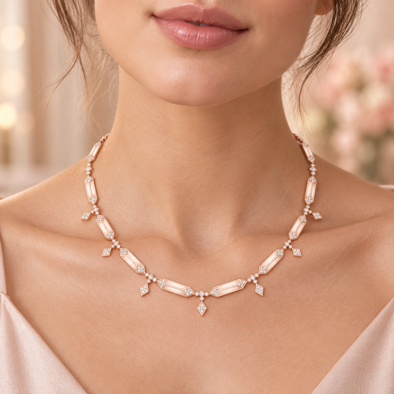 1.34 CT Lab Grown Diamond Geometric Ladies Necklace
